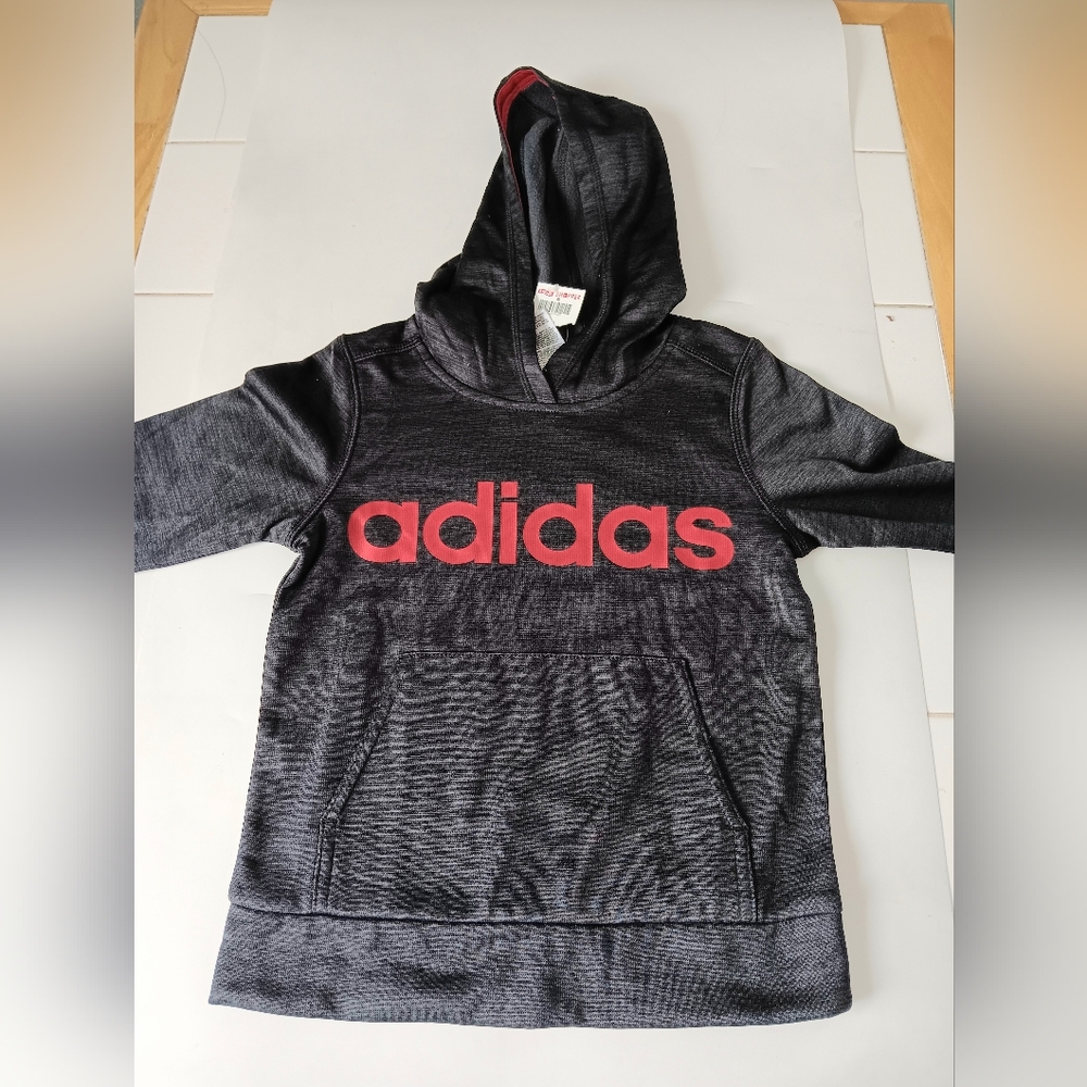 NWT Adidas Kids Boys Size 4 Pullover Hoodie Gray And Red